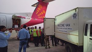 On Tuesday evening, the first consignment of COVID-19 vaccines for Assam and Meghalaya reached Guwahati. A flight carrying a consignment of COVID-19 vaccines weighing 732 kilograms landed at 5:10pm at Lokapriya Gopinath Bordoloi International (LGBI) Airport.