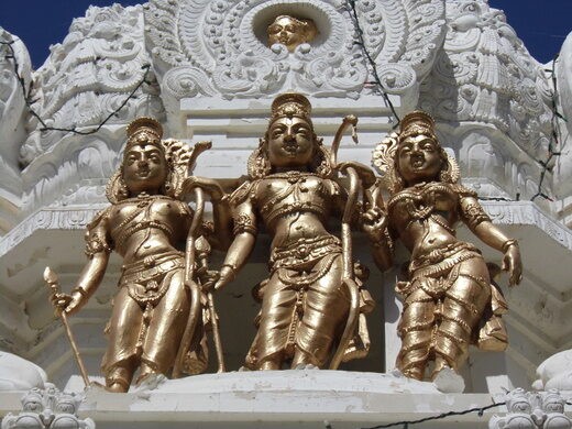 Ram Laxman and Sita statue in the top of Malibu Temple