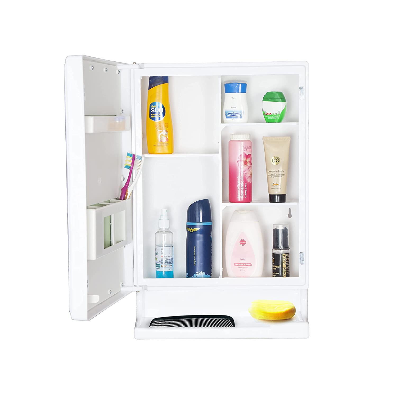 Parasnath White New Look Bathroom Cabinet with Mirror