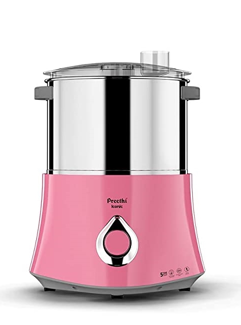 Preethi Iconic Table Top idli maker, 2 L (Pink) with Bi-Directional Grinding Technology