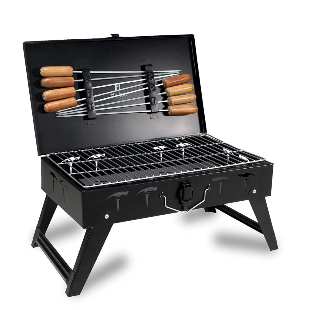 H Hytec  HYBB Traveler Foldable Charcoal Barbeque Grill
