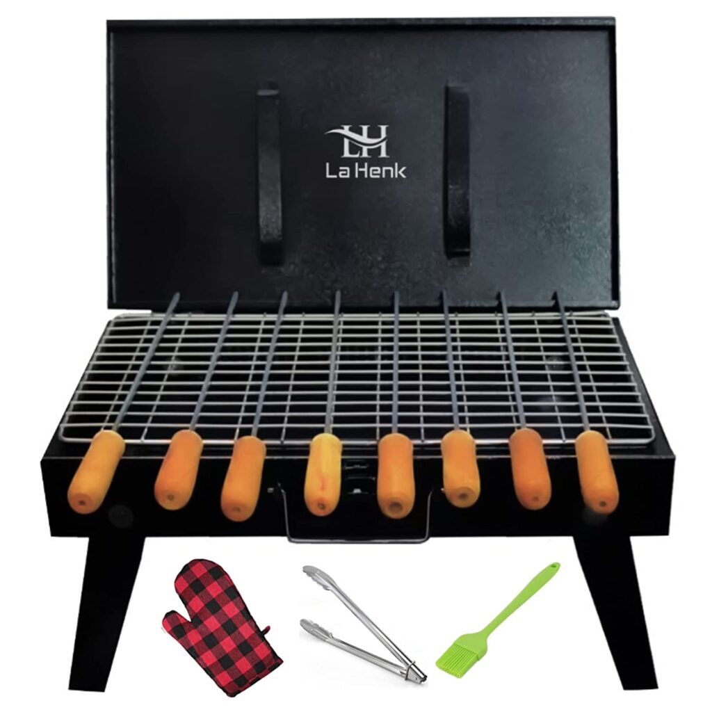 La Henk Grill set Travelers Barbeque Grill Set for Home Foldable Charcoal Tandoor Outdoor BBQ Grill Chicken Maker