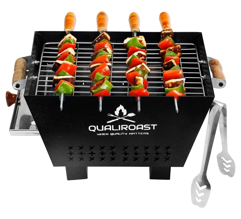 Qualiroast Mini Barbeque Grill Set for Home Charcoal Tandoor