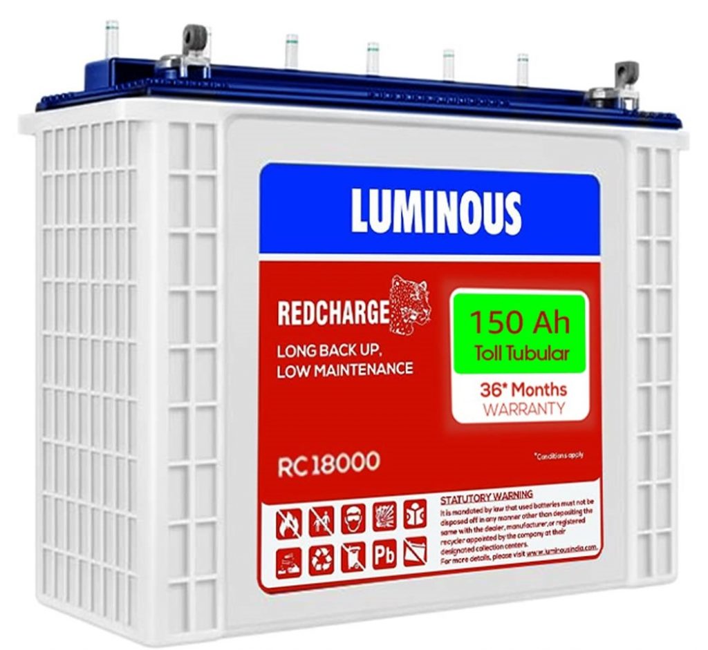 Luminous Red Charge RC 18000 150 Ah, Recyclable Tall Tubular
