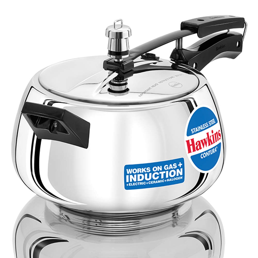 Hawkins Stainless Steel Contura Induction Compatible Inner Lid Pressure Cooker, 5 Litre