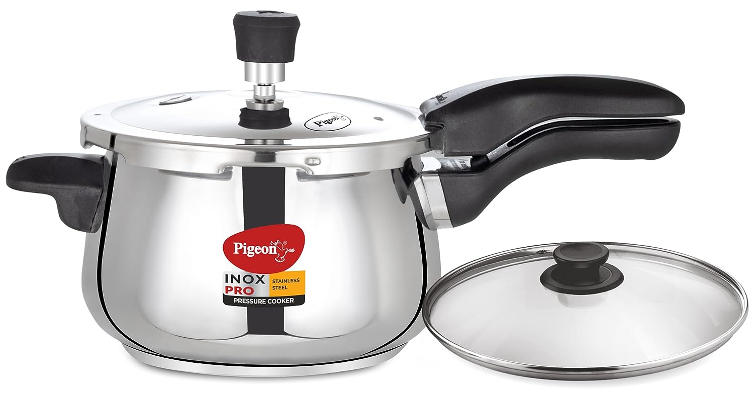 Pigeon by Stovekraft Inox Pro Stainless Steel 5 Litre Pressure cooker with Glass lid