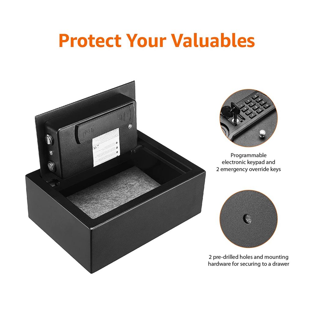 AmazonBasics Desk Drawer Safe with Keypad