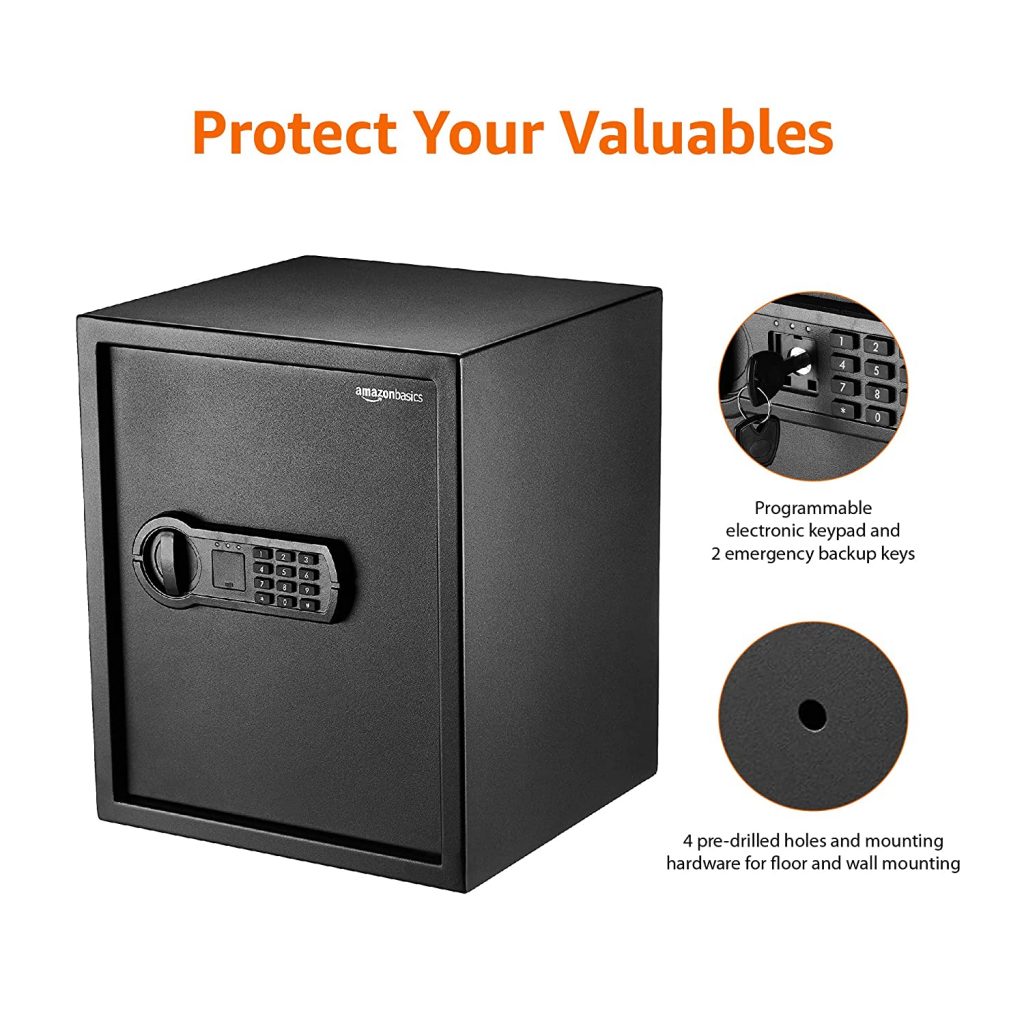 AmazonBasics Digital safe with electonic keypad locker for Home protect values
