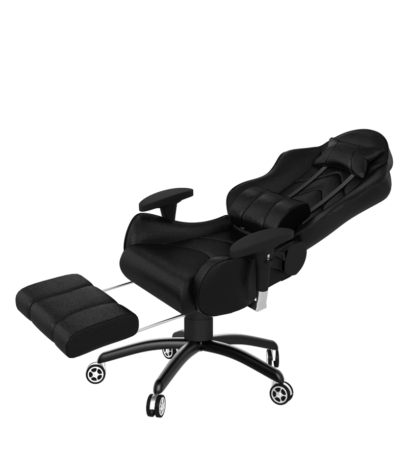 Gold Gaming Chair With Footrest In Black Colour with sleep able system