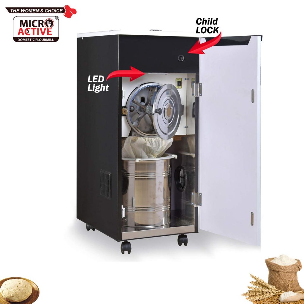 MICROACTIVE 2 IN 1 Fully Automatic Domestic Flour Mill with LED light inside