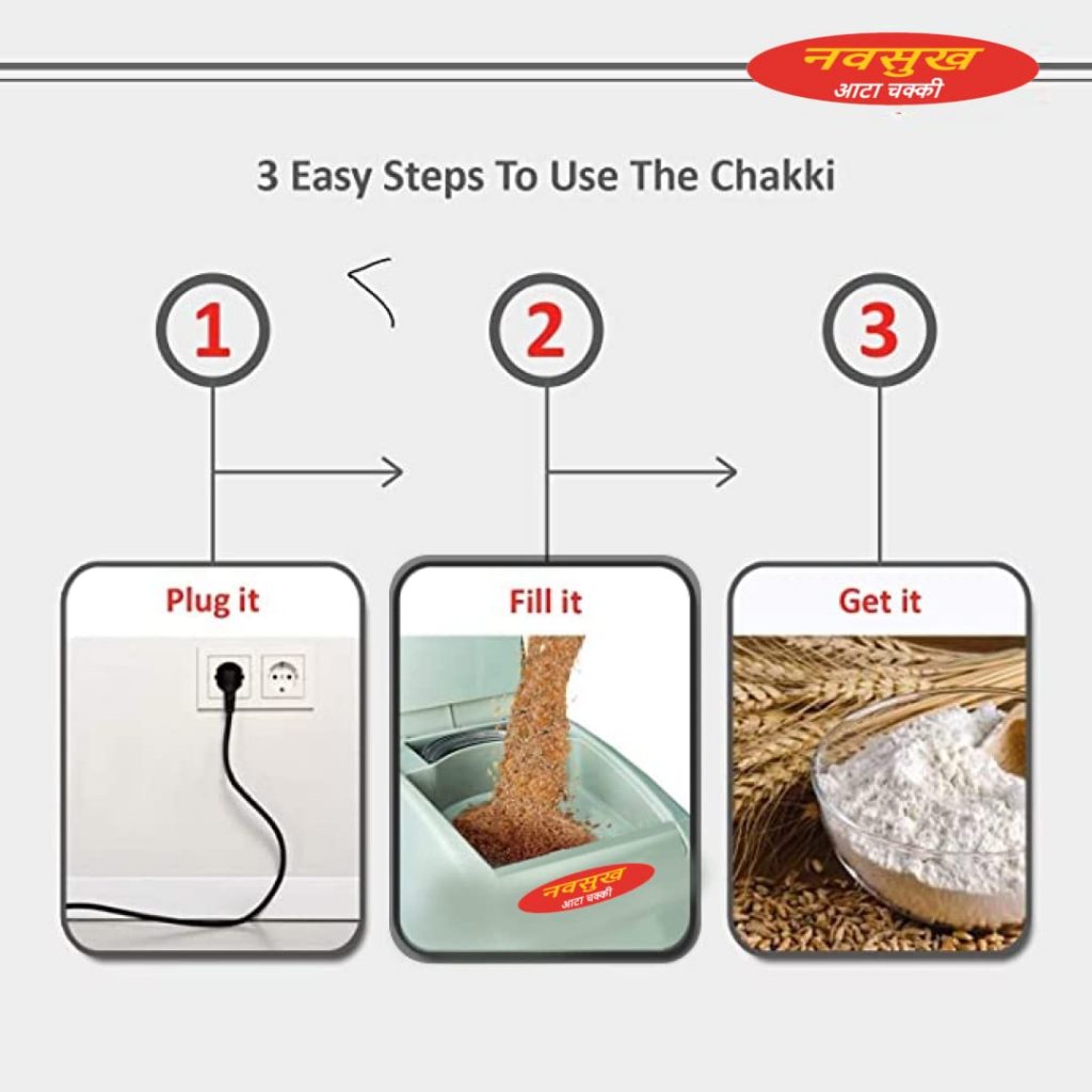 NAVSUKH Sparkle Plus Automatic Domestic Flour Mill with 3 easy steps