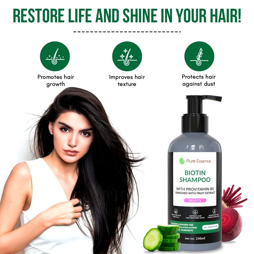 Pure Essence Biotin Shampoo for shining your hair