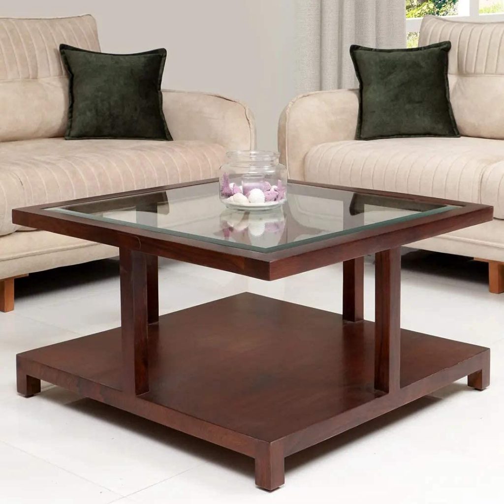 Sarcraft Furniture Wooden Square Coffee Centre Table  walnut finish