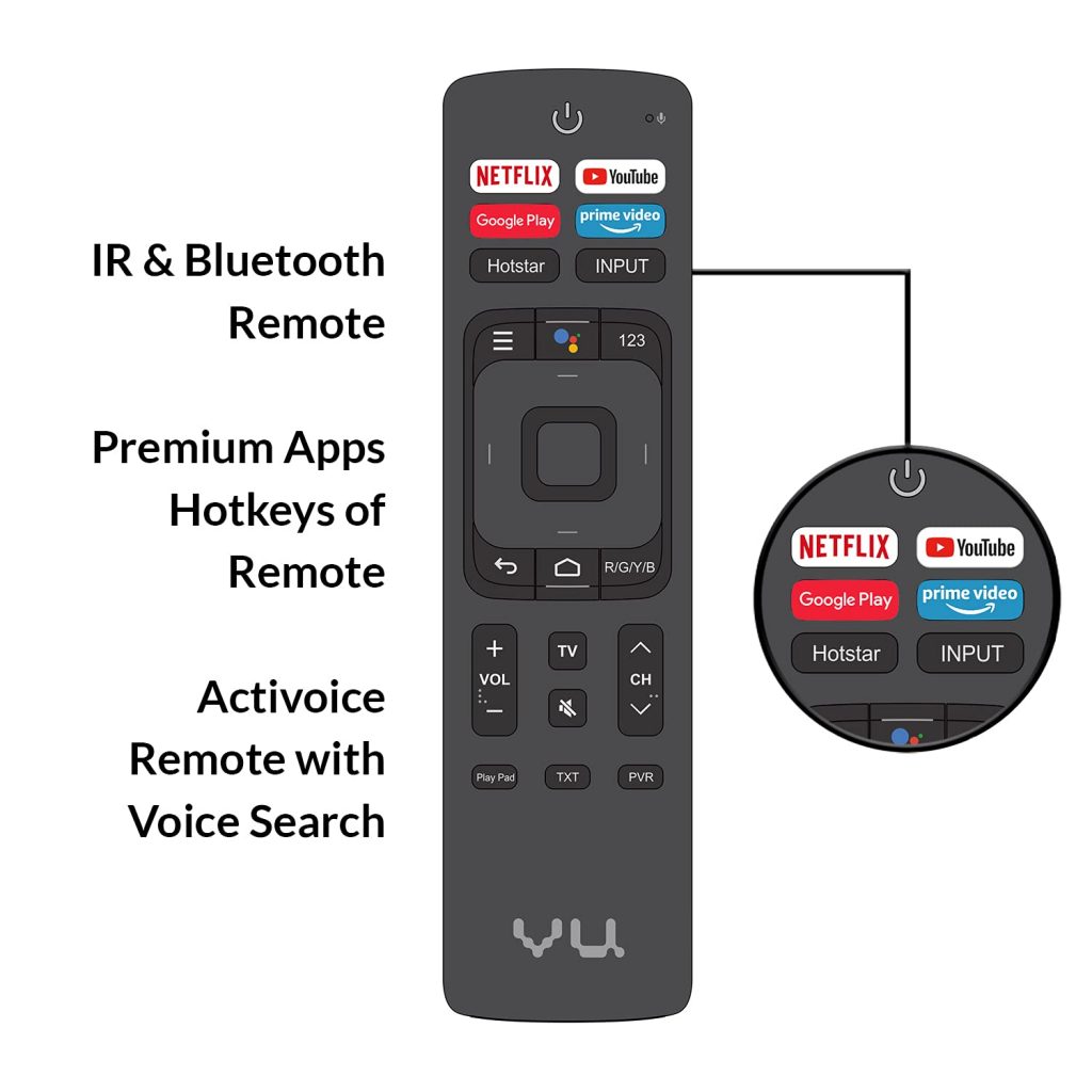 Vu 126 cm (50 Inches) Premium 4K Series with bluetooth remote