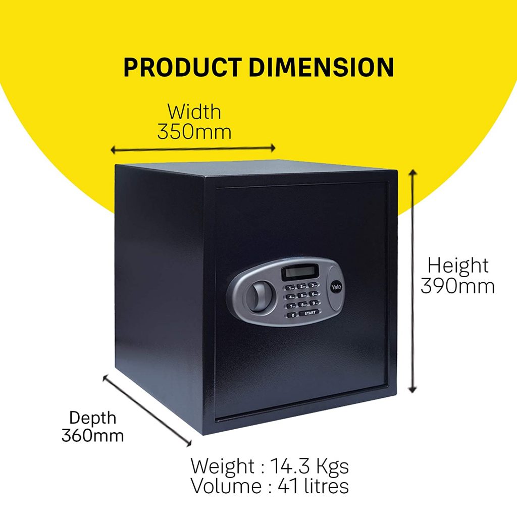 Yale Standard X-Large Electronic Safe Locker with Pincode Access product dimension