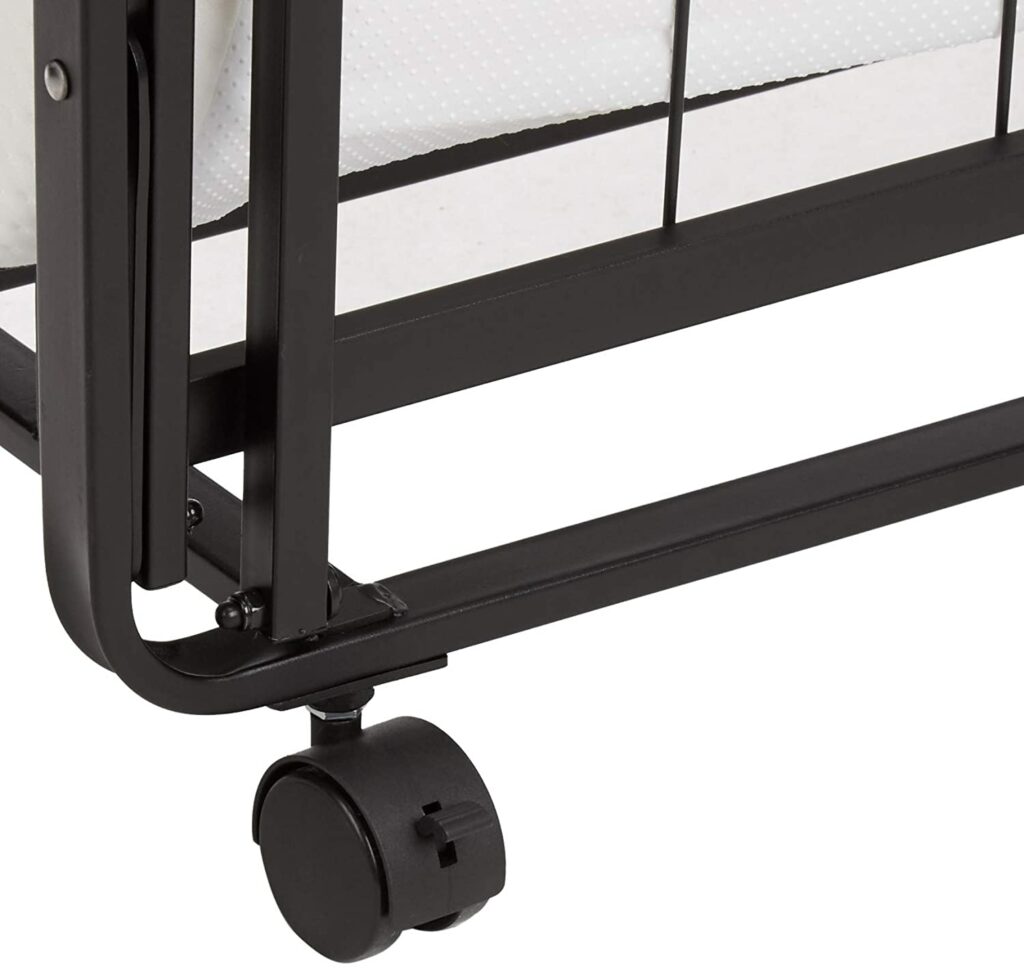 Amazon Basics Premium Rollaway Single Folding Steel Bed  with caster wheel