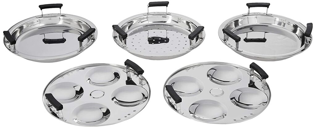 Amazon Brand - Solimo Stainless Steel Induction Bottom Multi Kadhai with 5 plates