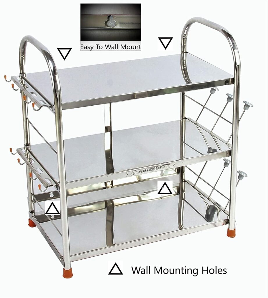 Amol Premium Stainless Steel Utensils Rack  Wall Mount Stand