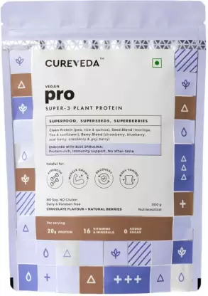 Cureveda PRO Super-3 Vegan Plant Protein powder with Superfood