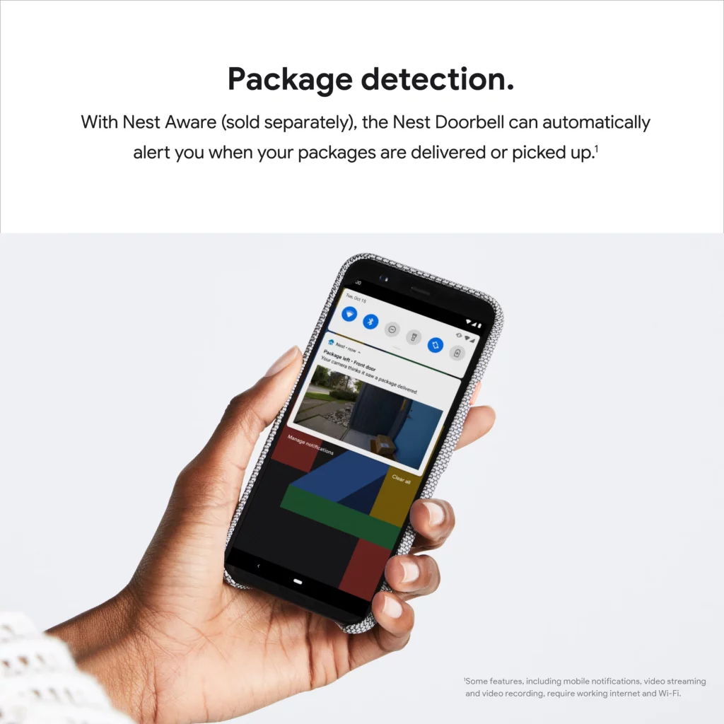Google Nest Hello Smart Wi-Fi Video Doorbell with package detection