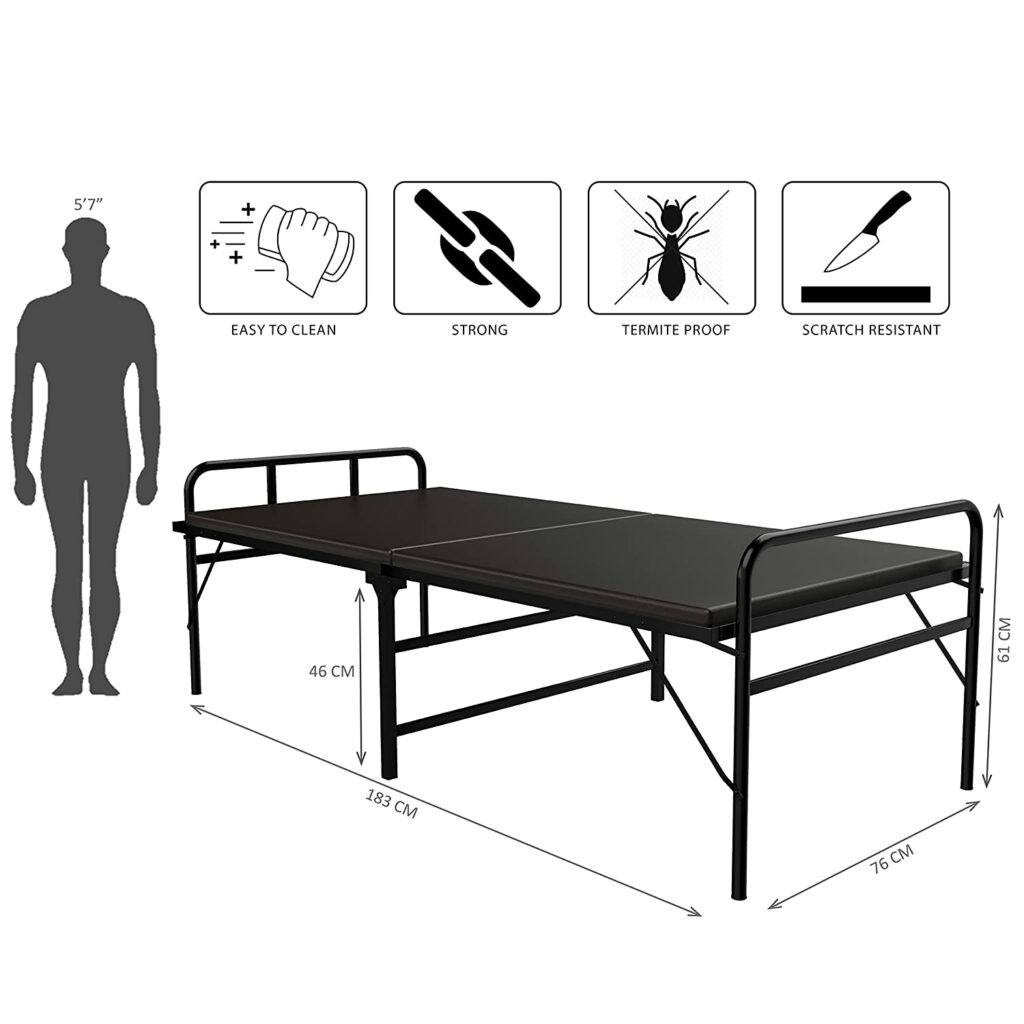 Honey Touch® Metal Folding Bed Single  black in colour