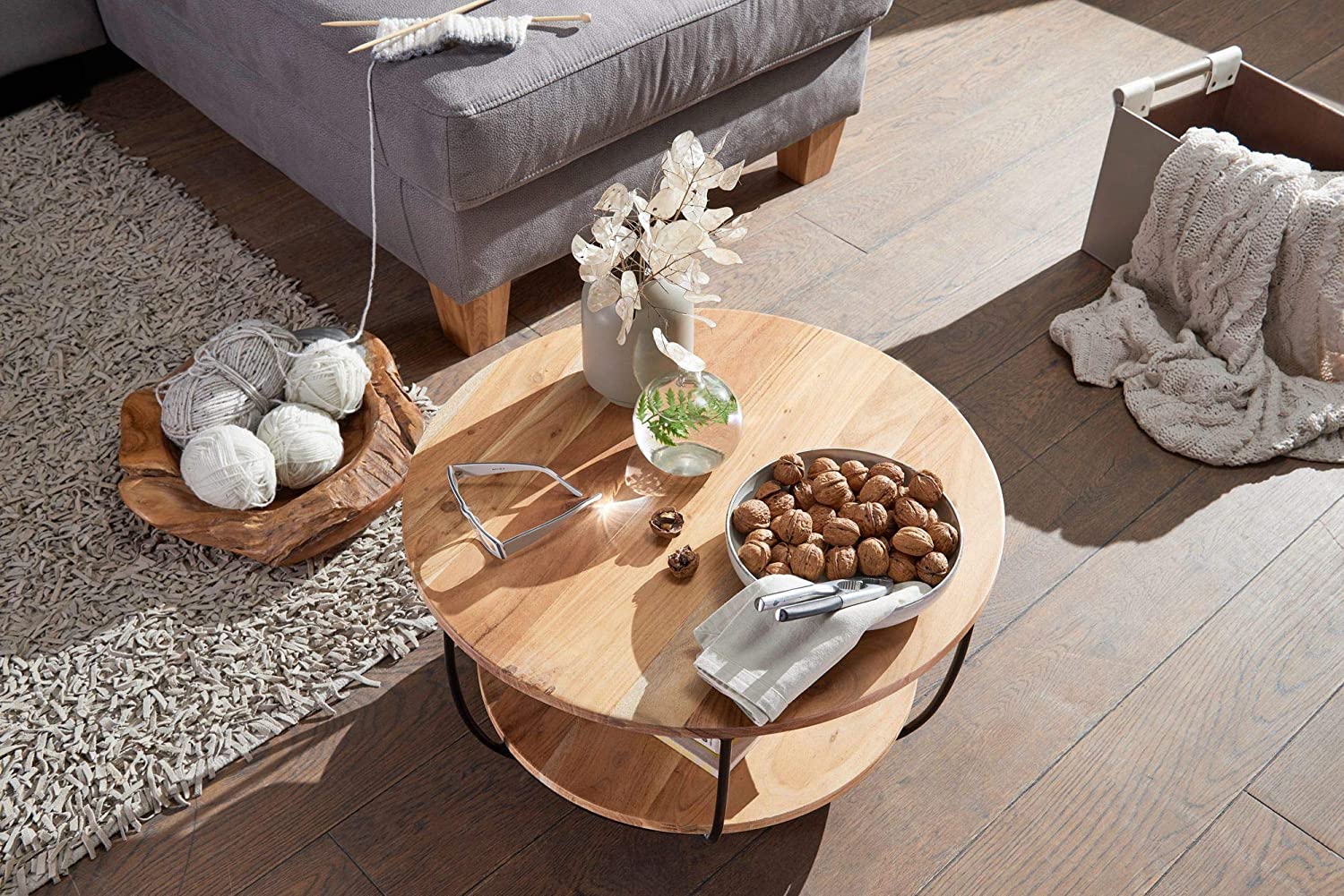 Inmarwar Wooden Round Coffee Centre Table for Living Room