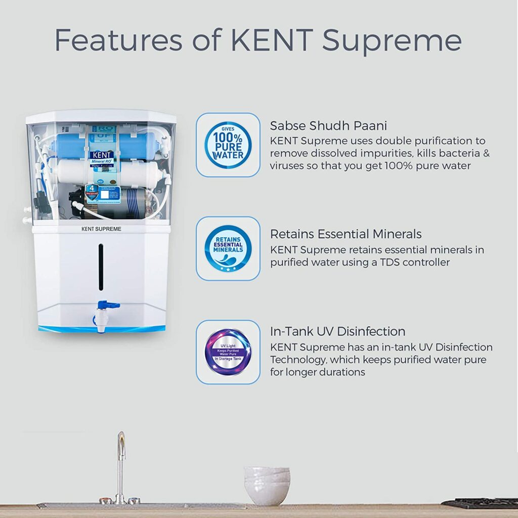 KENT Supreme RO+UF Water Purifier with its features
