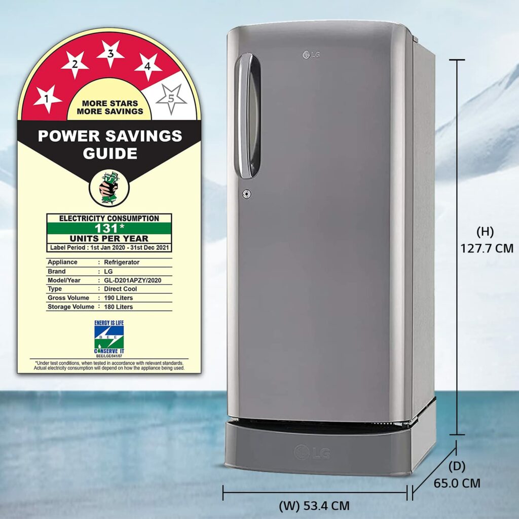 LG 190 L 4 Star Inverter Direct Cool Single Door Refrigerator with power saving guard