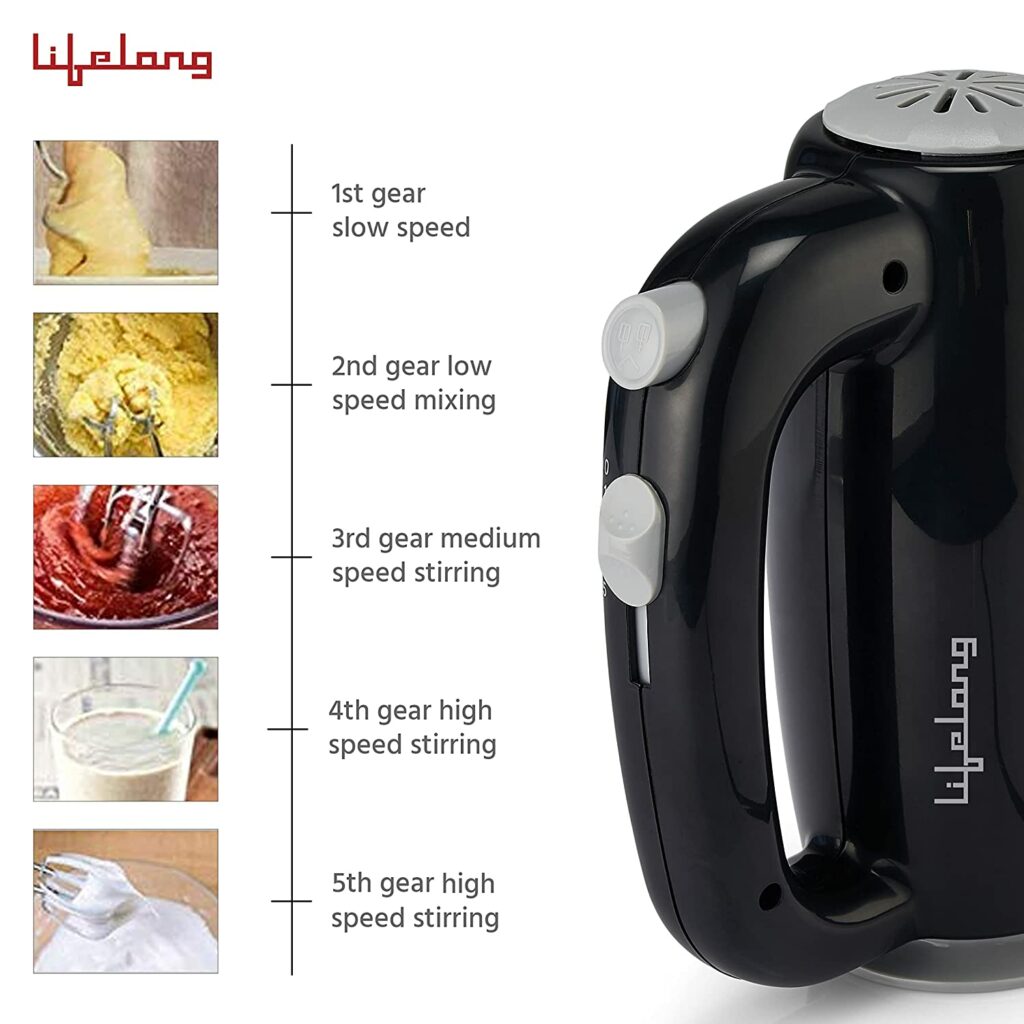 Lifelong LLHM02 300 W Regalia Plus Hand Mixer with Stand for Mixing Cake Batter and Atta