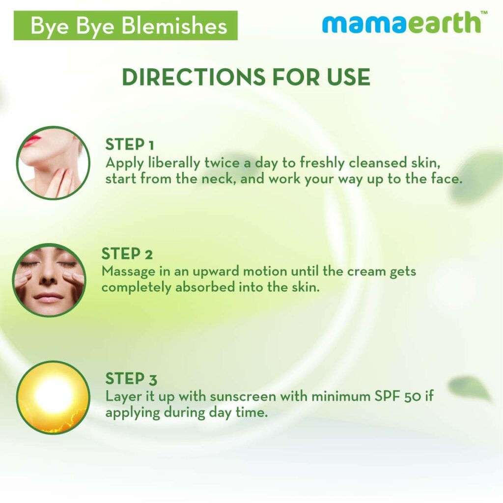 Mamaearth Bye Bye Blemishes with direction for use given