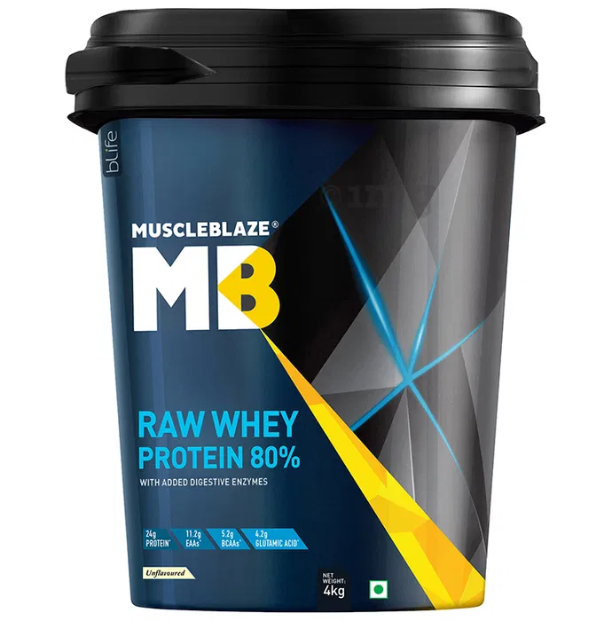 MuscleBlaze Raw Whey Protein Concentrate 80% with Added Digestive Enzymes