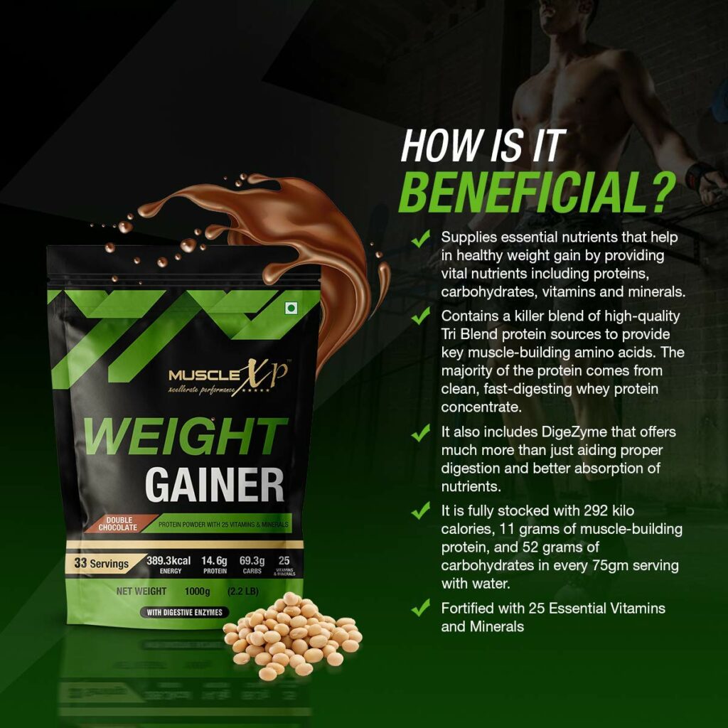 MuscleXP Weight Gainer - With 25 Vitamins and Minerals, Digestive Enzymes,