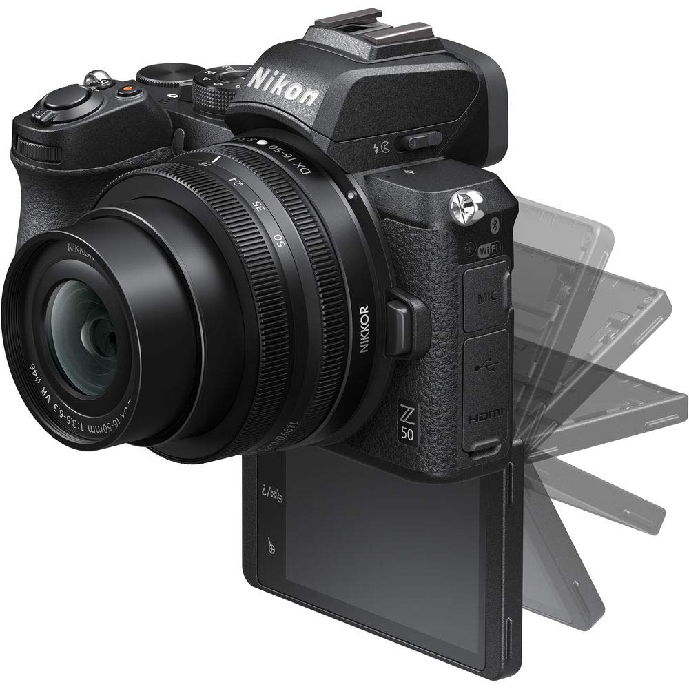 Nikon Z50 Mirrorless Camera Combo with video recording system and optical zoom given