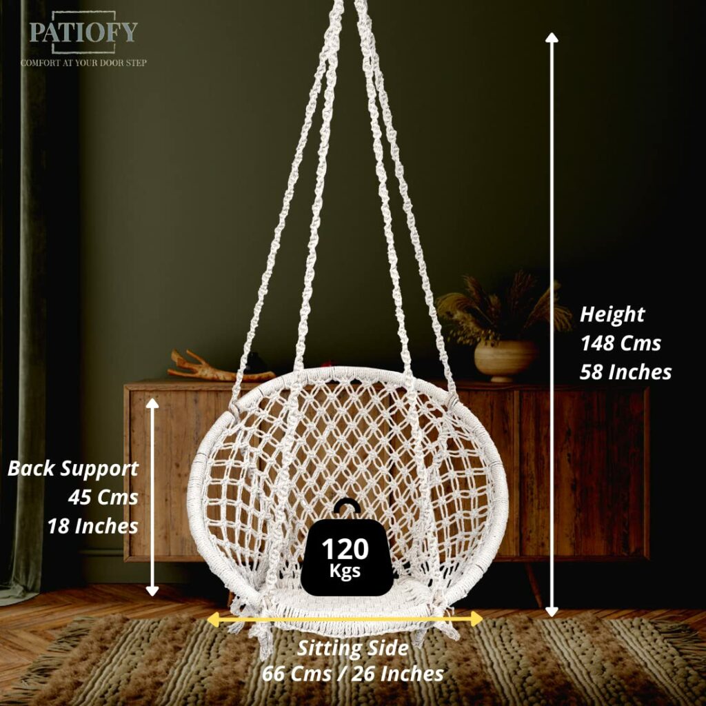 Patiofy Round Cotton Home Swing  weight of 120 kgs