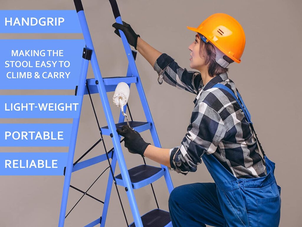 Plantex Premium Steel Foldable 5-Step Ladder light weight