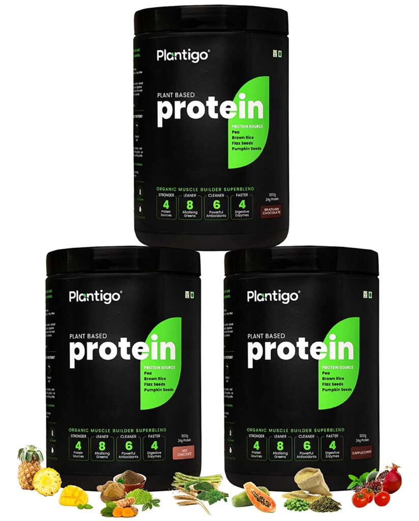 Plantigo Vegan Plant Protein Powder, 24G (Pea Protein & Brown Rice), Men & Women