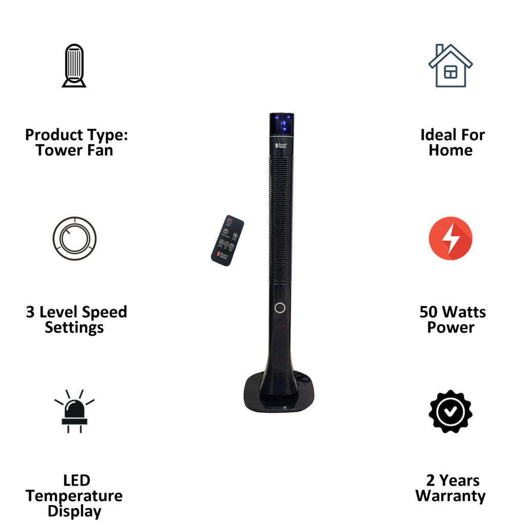 Russell Hobbs RTF 4800 Tower Fan with Remote with 2 years warranty