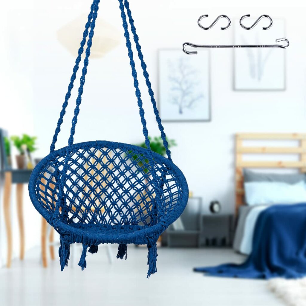 Swingzy Cotton Netted Rope Round Hanging Swing for Adults