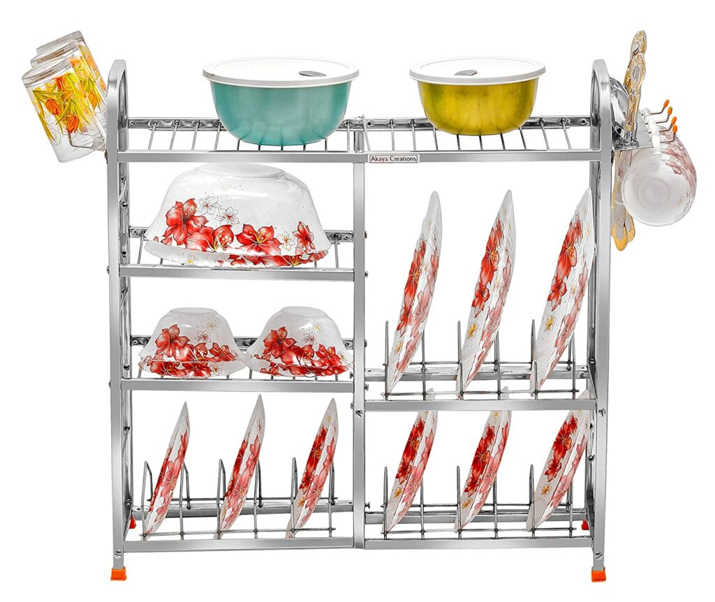 WINSTAR Stainless Steel 5 Shelf Wall Mount Kitchen Racks Dish Rack with Cutlery