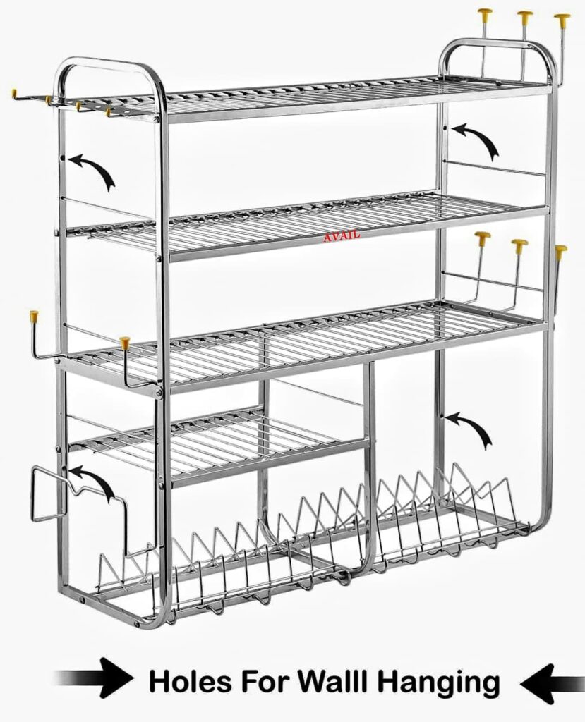 AVAIL Stainless Steel 5 Layer Mount Kitchen Racks holds for wall hanging