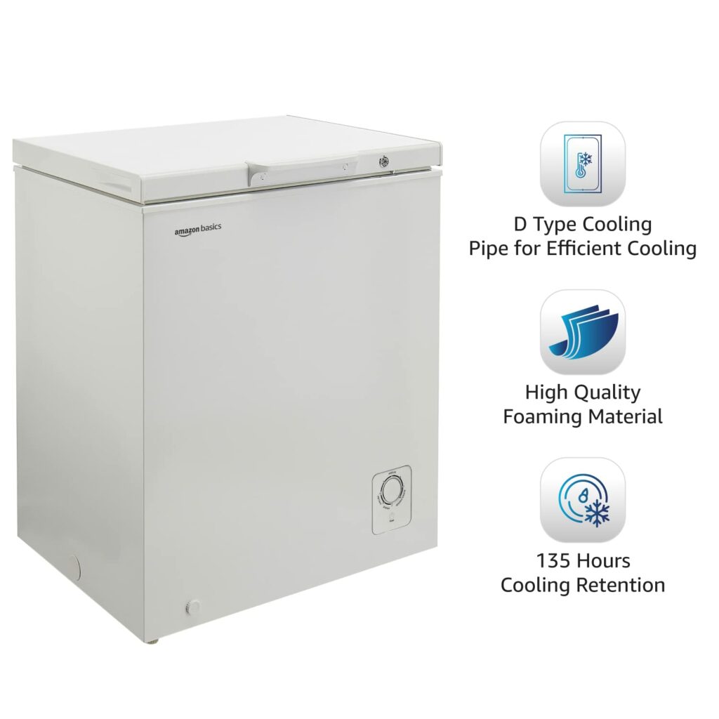 AmazonBasics 142L Direct-Cool Single Door Chest Freezer 135 hours cooling retention