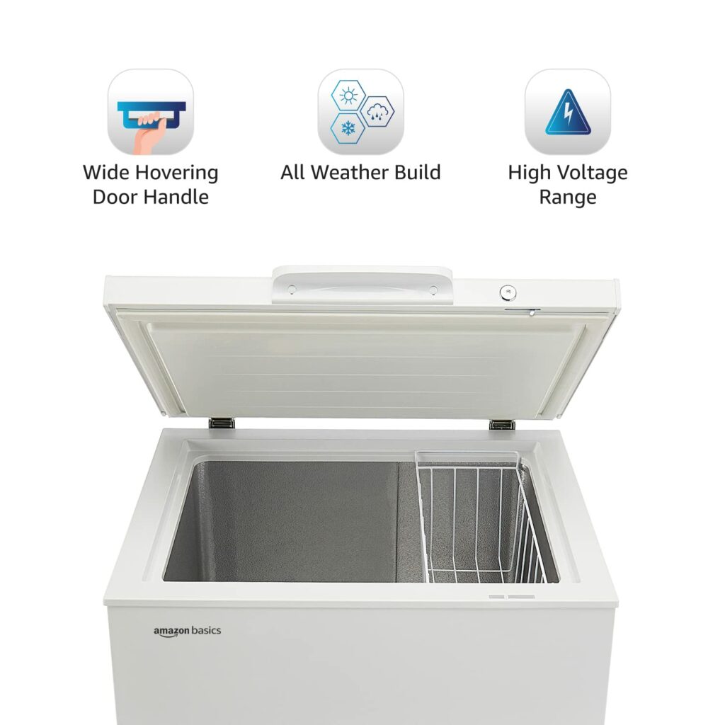 AmazonBasics 142L Direct-Cool Single Door Chest Freezer (2022, Convertible, White)