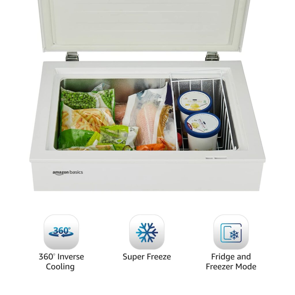 AmazonBasics 142L Direct-Cool Single Door Chest Freezer 360 inverse cooling