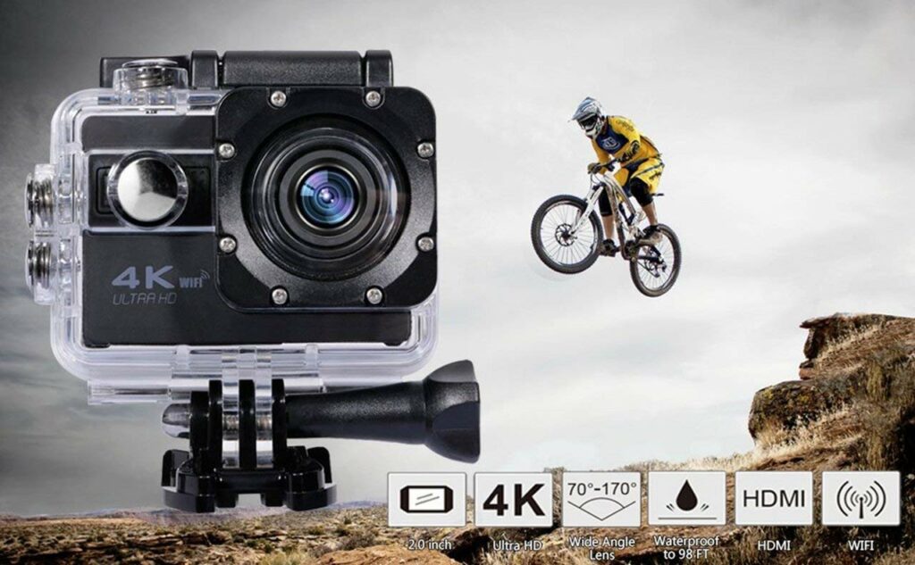 Amazplus 6 Year Warranty 4K Ultra HD Water Resistant Sports WiFi Action Camera with 2 Inch Display