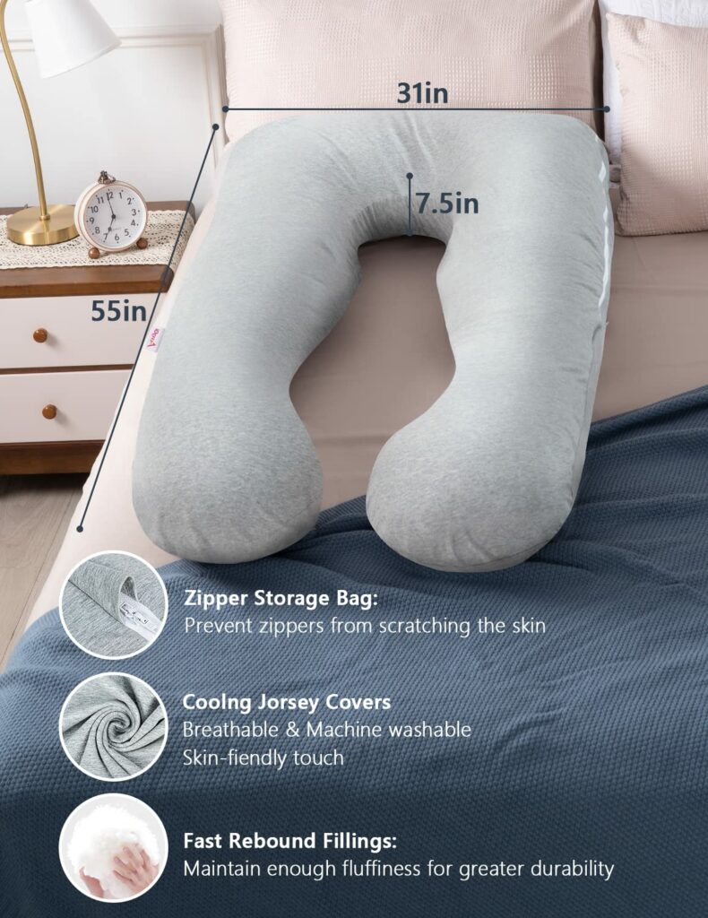 AngQi Full Body Pregnancy Pillow, U Shaped Maternity Pillow for Back Pain Relief and Pregnant Women