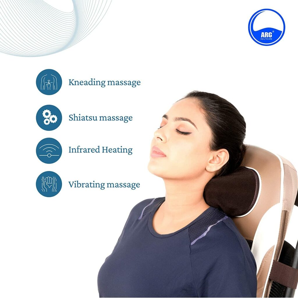 Arg Health care Corded Electric Neck And Back Massager Cushion Portable Car Seat Massager