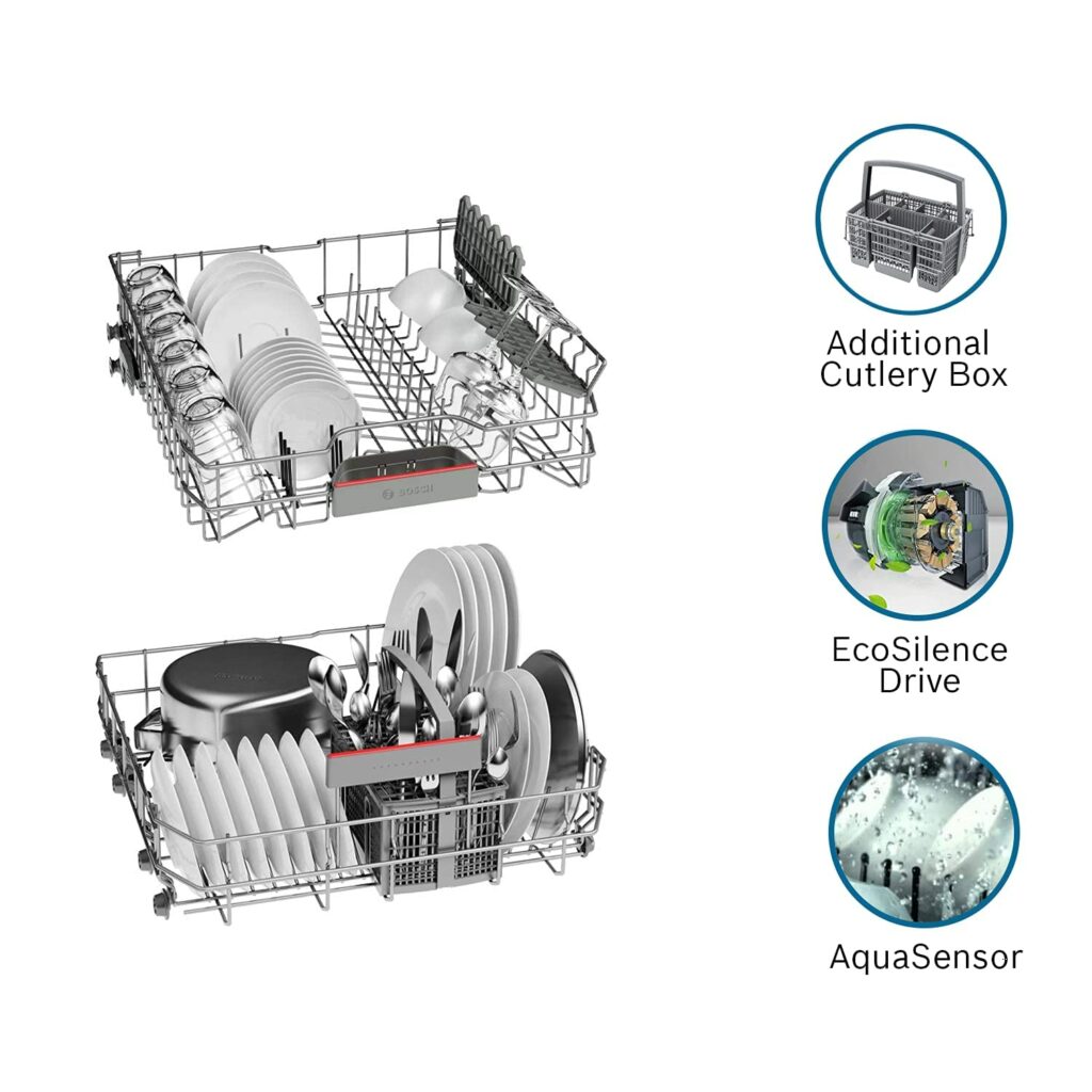 Bosch 13 Place Settings Dishwasher with silver Inoxwith