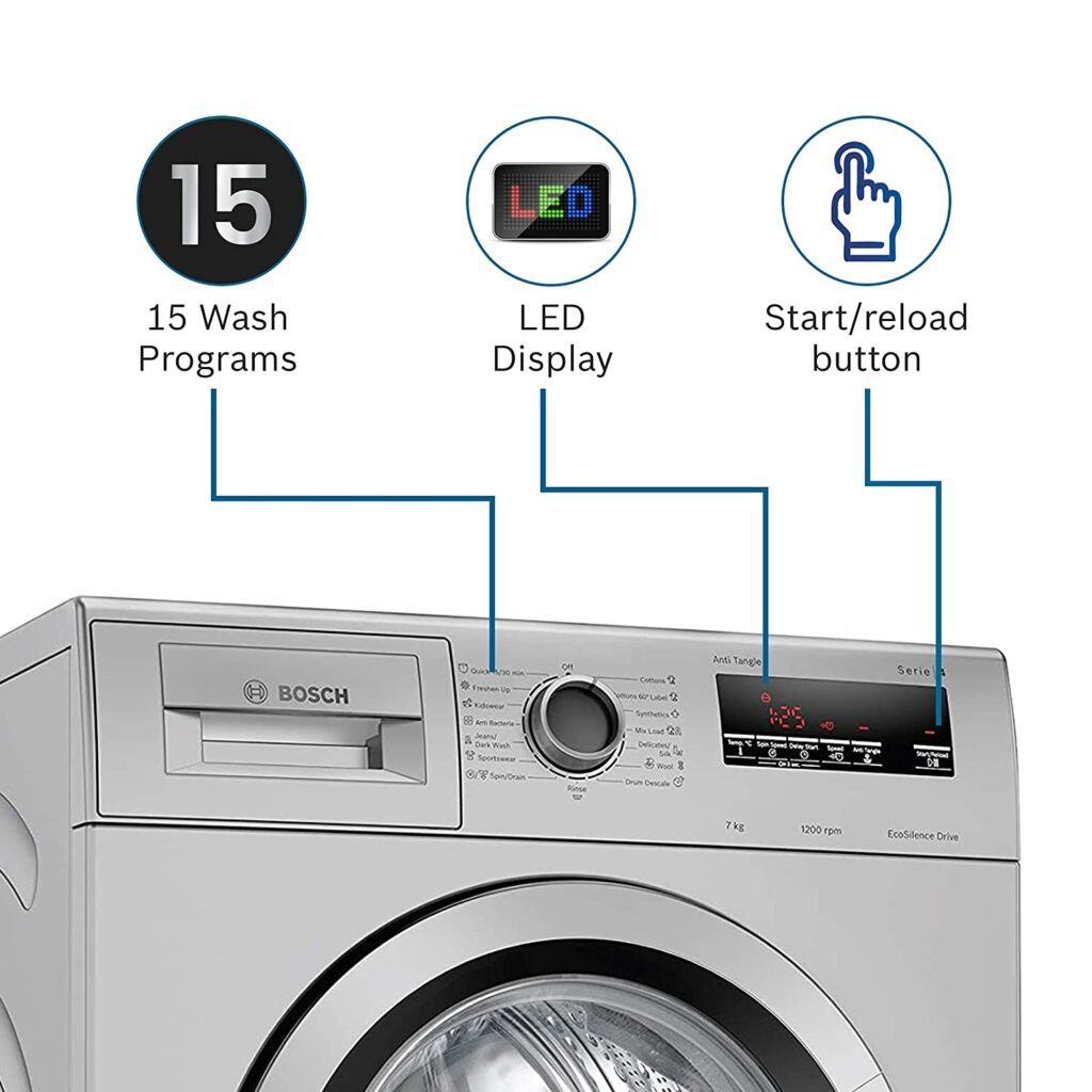 Bosch 7 kg 5 Star Inverter Touch Control Fully Automatic Front Loading Washing Machine with in build heater