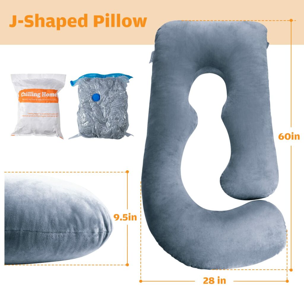 Chilling Home Pregnancy Pillow, 60 inches Full Body Pillow Maternity Pillow for Pregnant Women, Comfort U Shaped Zootzi Pillow with Removable Washable