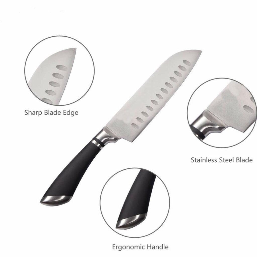 DANSR Santoku Knife, Kitchen Knife Ultra Sharp Asian Knife ergonomic handle